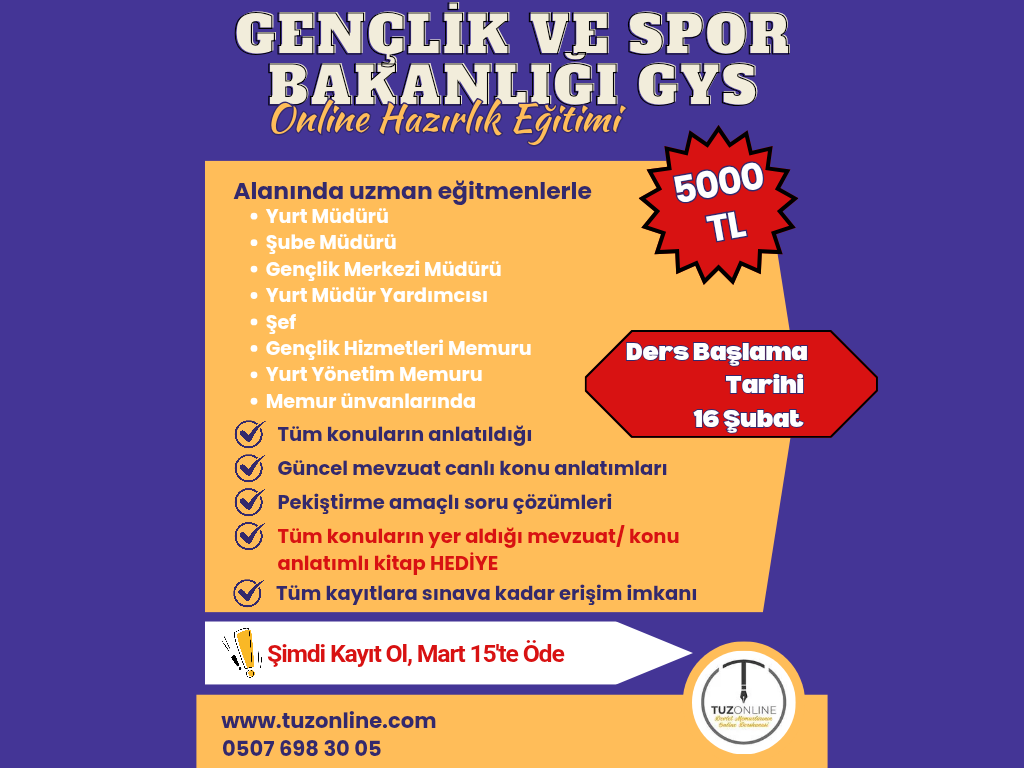 Gençlik ve Spor Bakanlığı GYS Online Hazırlık Eğitimi